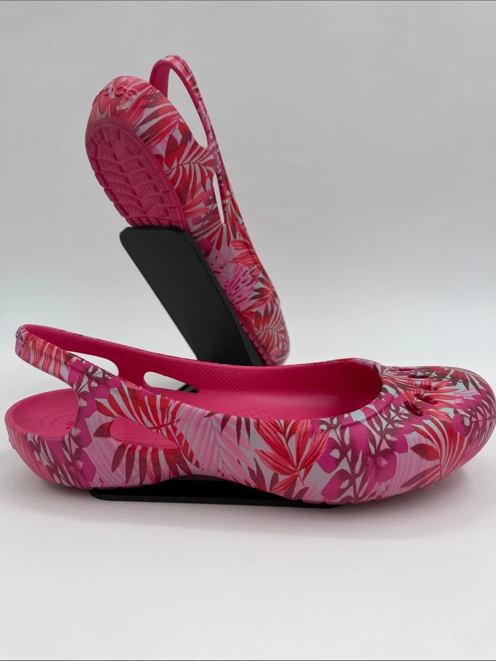 CROCS Kadee Tropical Print Slingback Ballet Flats Women's Size 8.0
